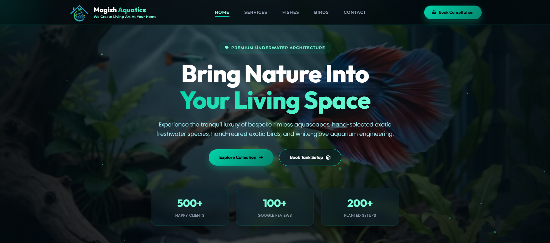 Magizh Aquatics website